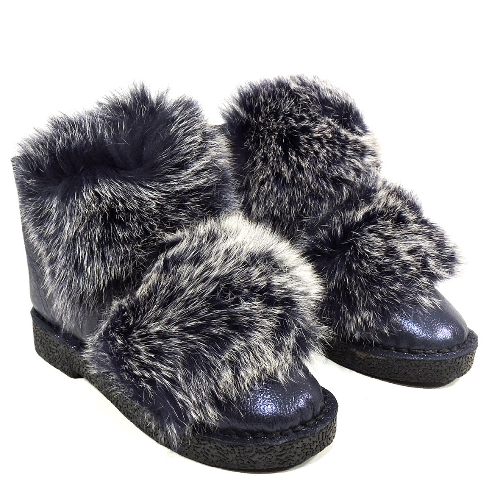 ALESSANDRO DI MARIA  Blue Soft Leather Bootie - Picture 2 of 8